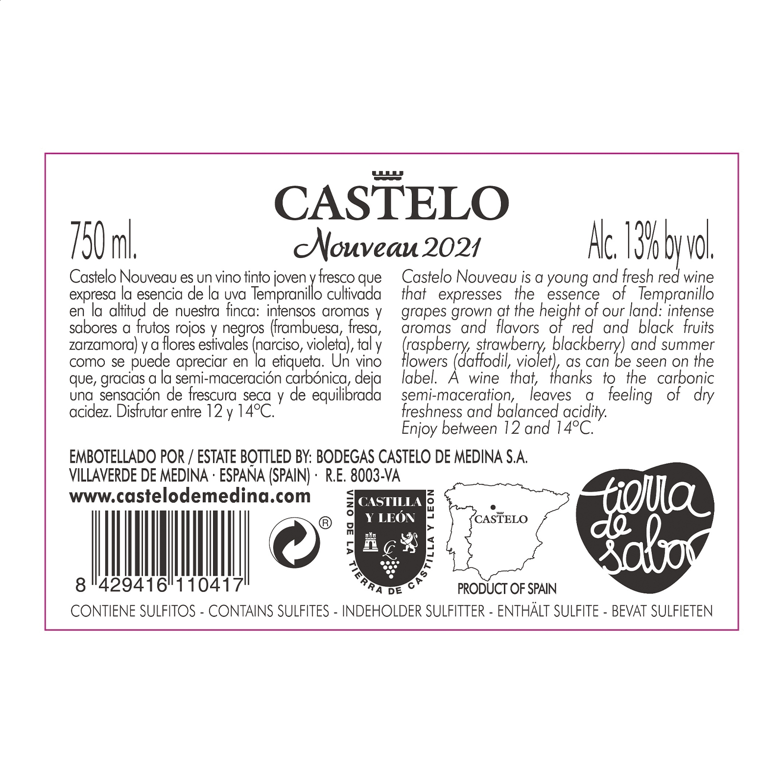 Castelo Nouveau 2021 - IGP Vino de la Tierra de Castilla y León 75cl 6uds