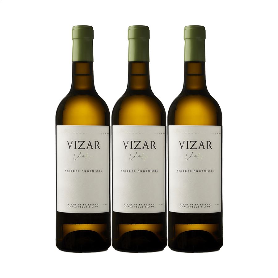 Bodegas Vizar - Vino blanco Verdejo ecológico IGP Vino de la Tierra de Castilla y León 75cl, 3uds