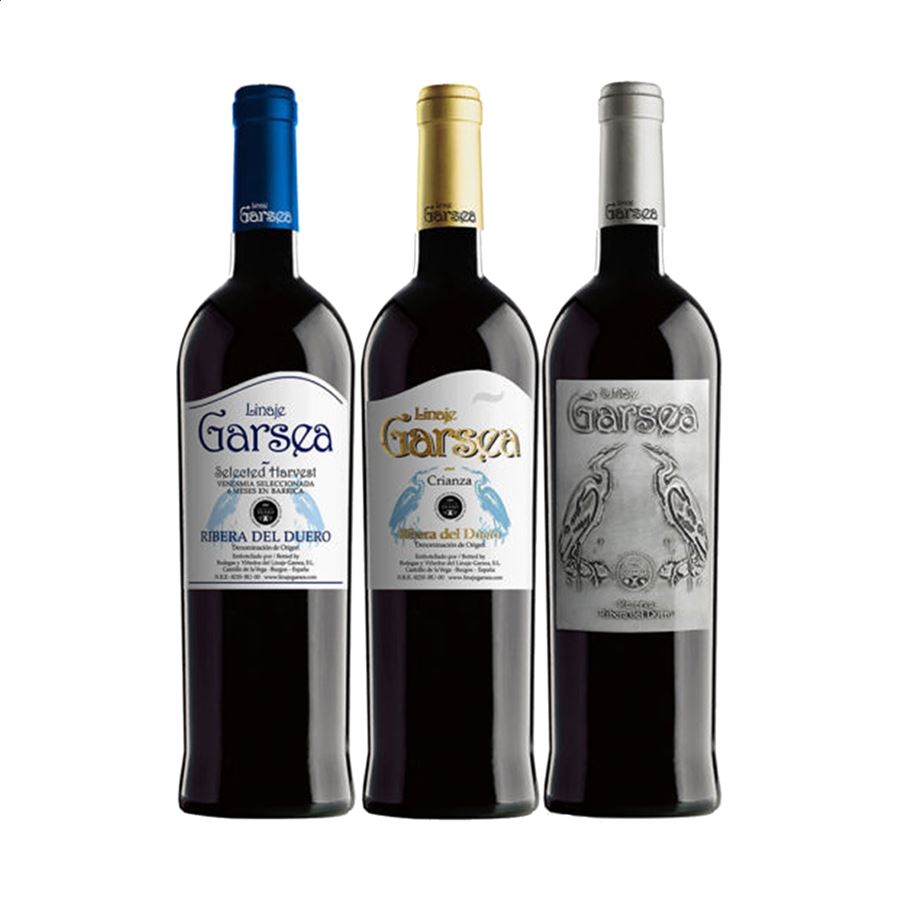 Linaje Garsea - Lote vino tinto vendimia, crianza y reserva D.O. Ribera del Duero 75cl, 3uds