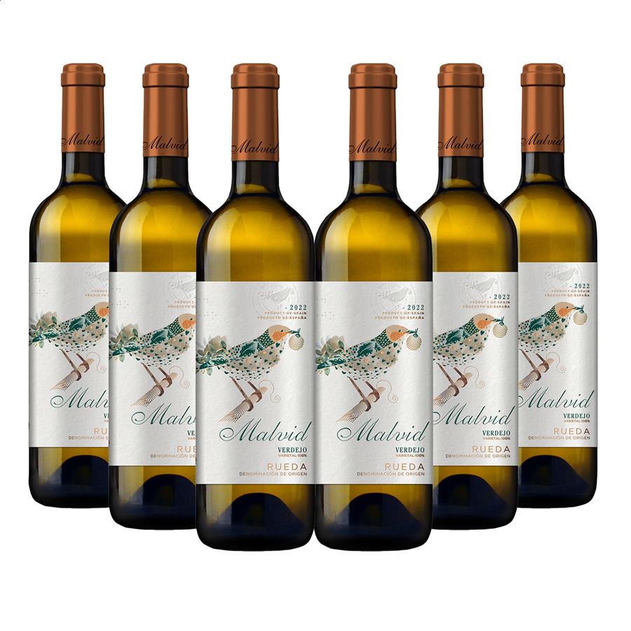 Malvid - Vino blanco Verdejo 2022 D.O. Rueda 75cl, 6uds