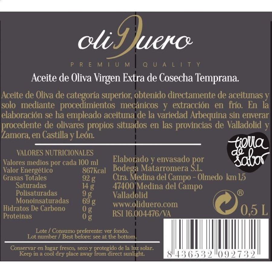 Aceite de Oliva Virgen Extra Oliduero Cosecha Temprana 50cl, 1ud