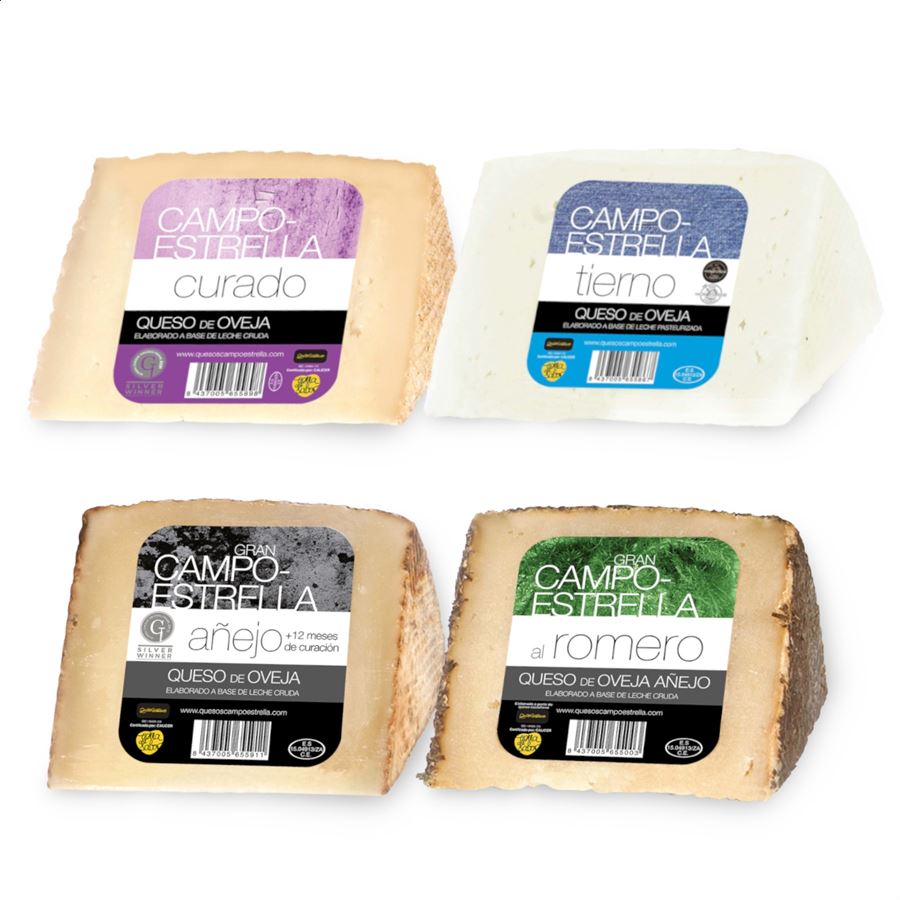 Campoestrella - Pack quesos variados, 4 cuñas de 350g