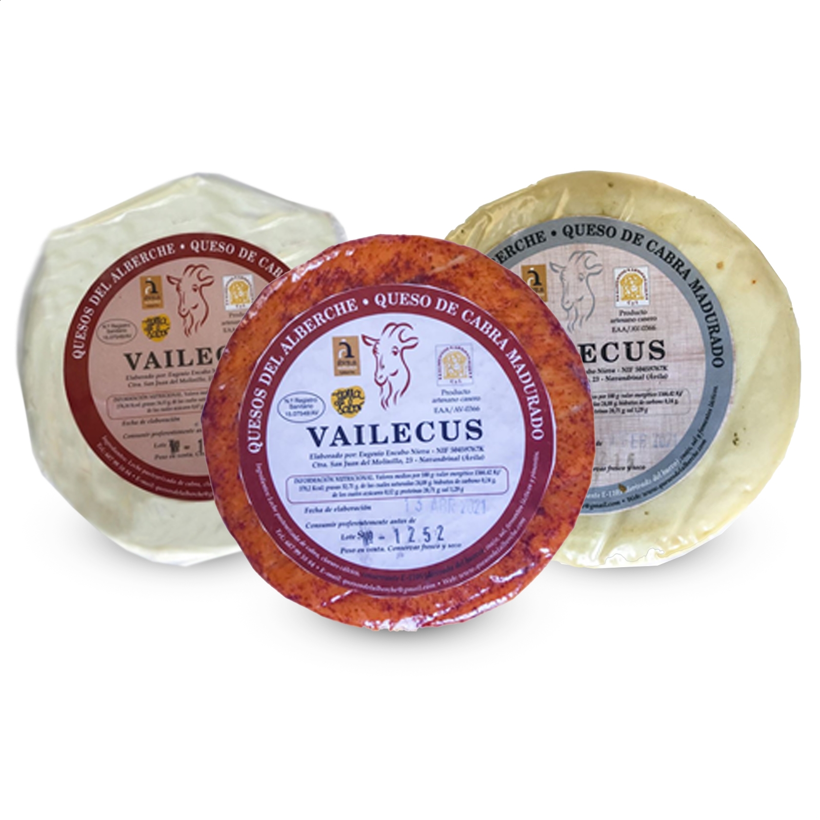 Vailecus - Lote variado quesos de cabra de leche pasteurizada 500g, 3uds