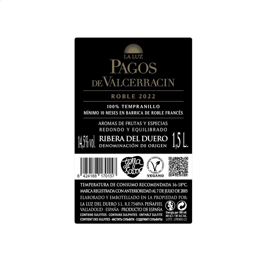 Pagos de Valcerracín - Vino tinto 10 meses en roble francés 2022 D.O. Ribera del Duero 150cl, 6uds