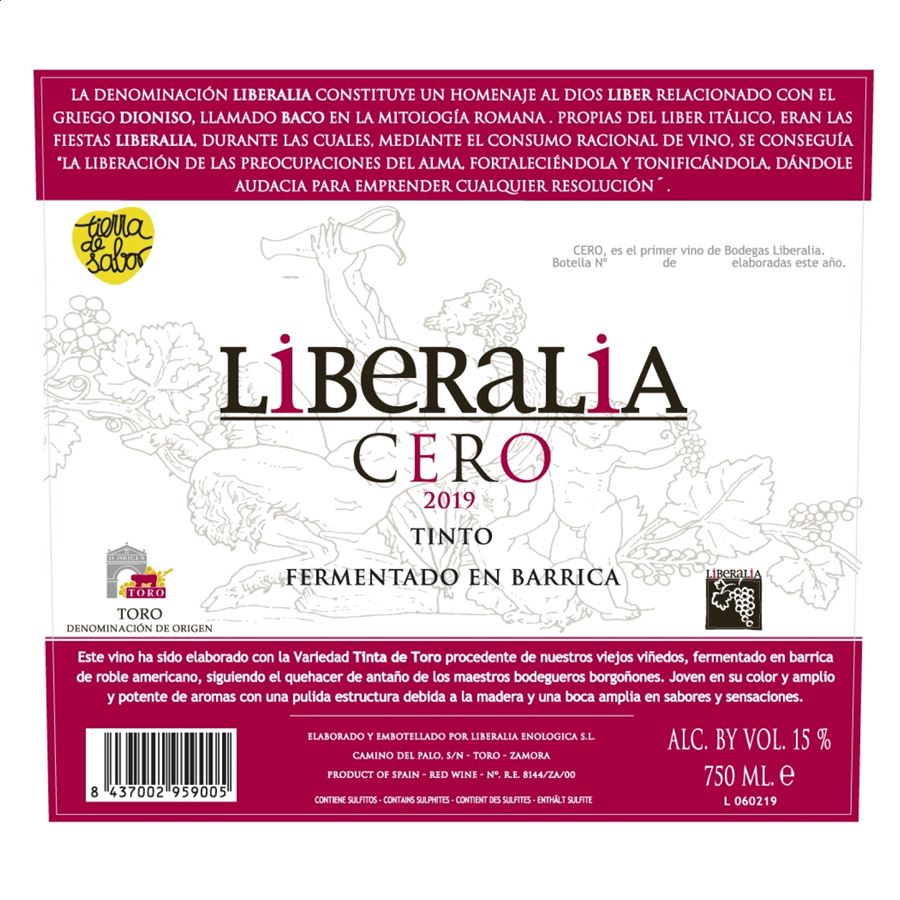 Liberalia Cero - Vino tinto D.O. Toro - 75cl 6uds