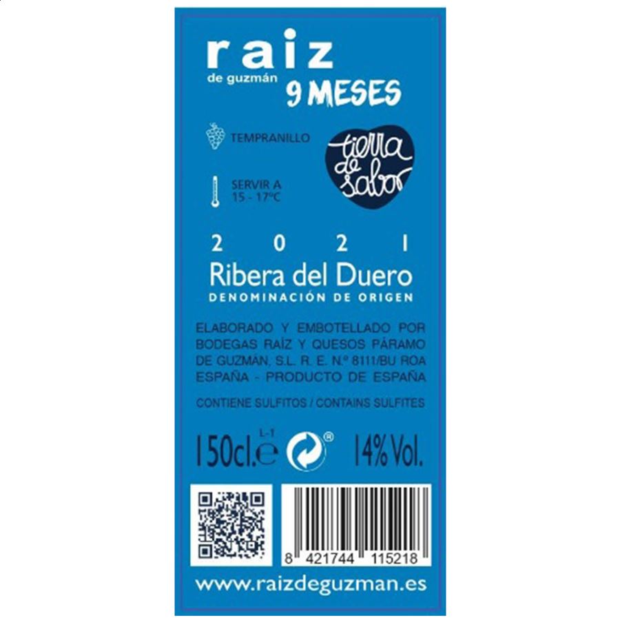Estuche regalo Magnum Raíz 9 Meses - Vino tinto roble D.O. Ribera del Duero 150cl, 1ud