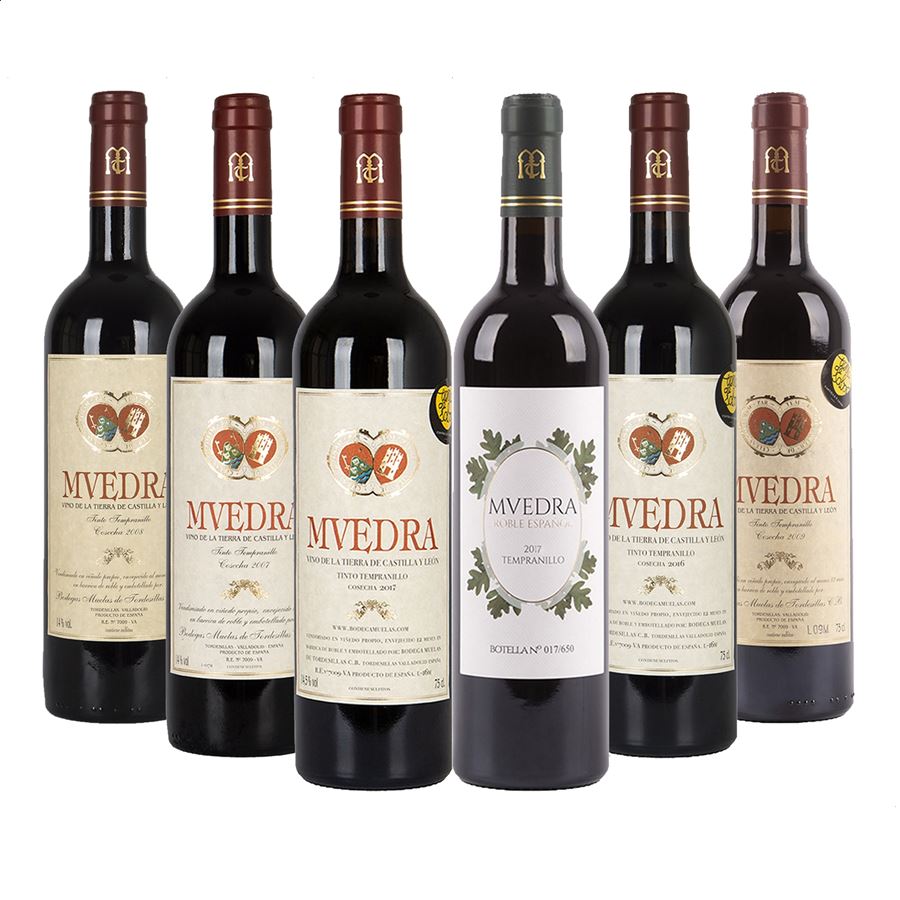 Mvedra - Lote envejecido Vinos tintos con 12, 24 y 36 meses en barrica - IGP Vino de la Tierra de Castilla y León - 75cl 6uds