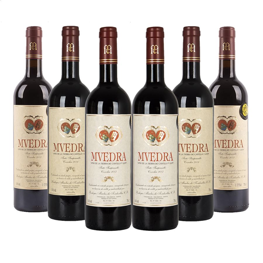 Mvedra - Vinos tintos envejecidos 12, 24 y 36 meses en barrica - IGP Vino de la Tierra de Castilla y León - 75cl 6uds