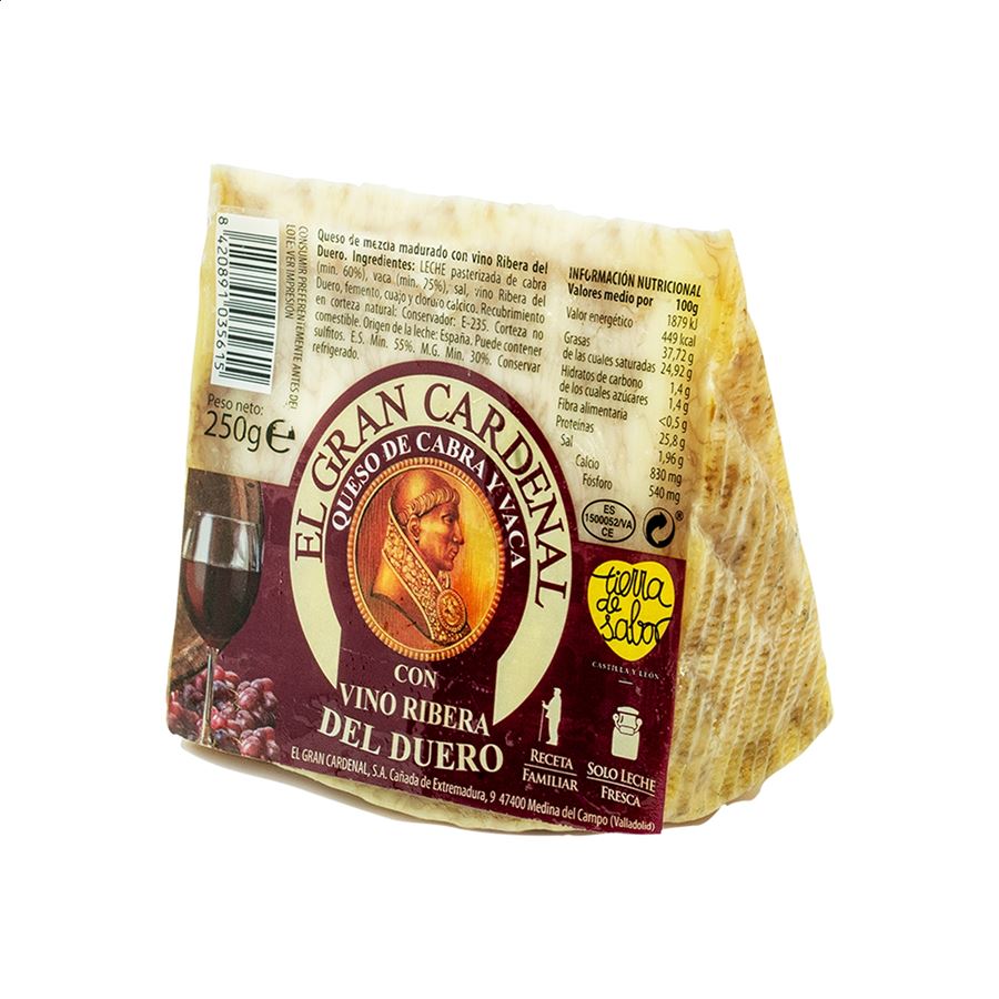 El Gran Cardenal - Estuche de cuñas de queso de oveja con trufa y cabra con Ribera del Duero 250g, 2uds
