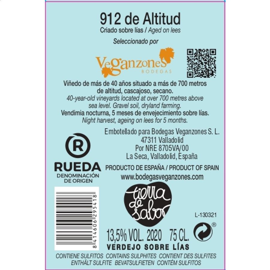 912 de Altitud Verdejo - Vino blanco D.O. Rueda 75cl, 6uds