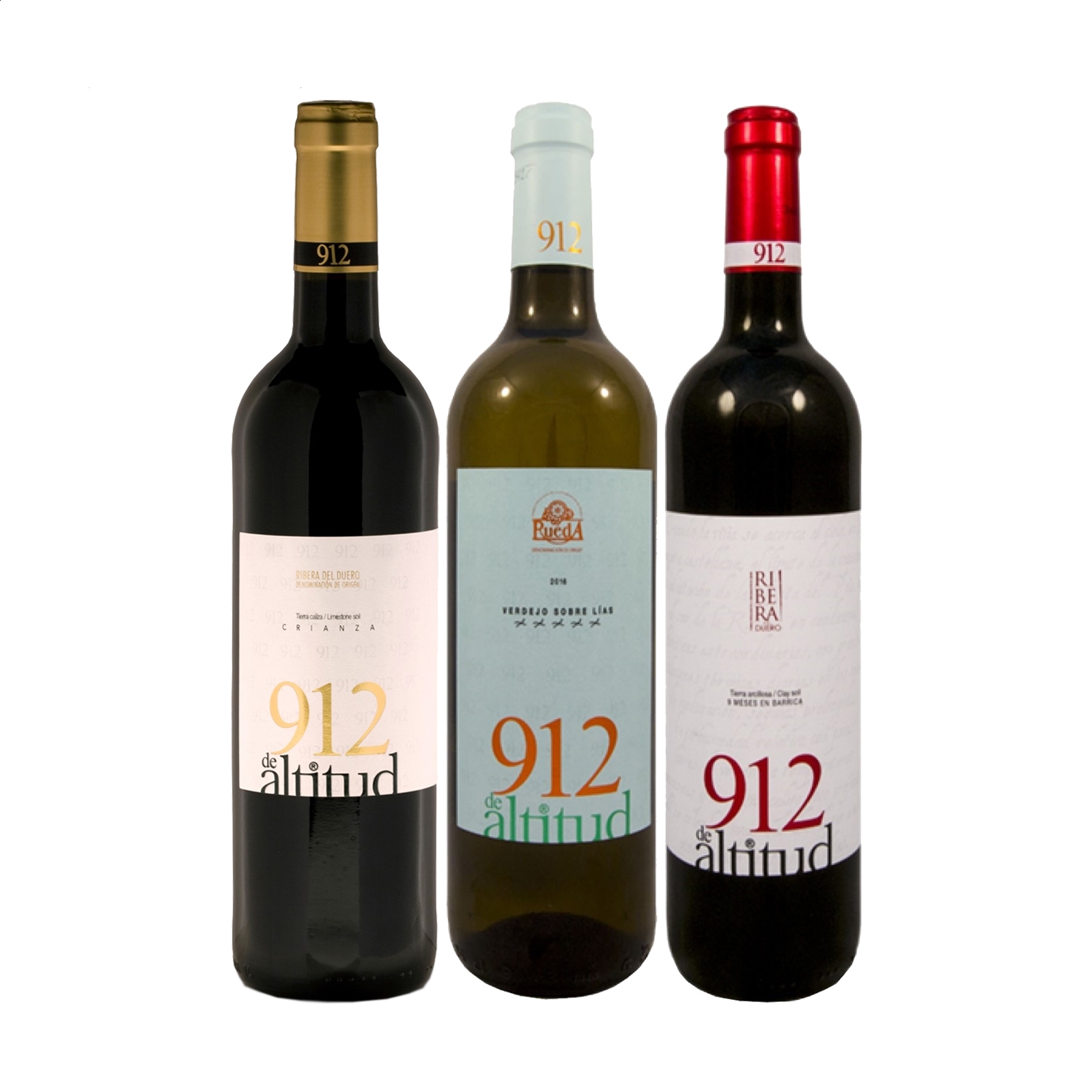 Lote 912 de Altitud - Vino tinto D.O. Ribera del Duero y vino blanco D.O. Rueda 75cl, 3uds