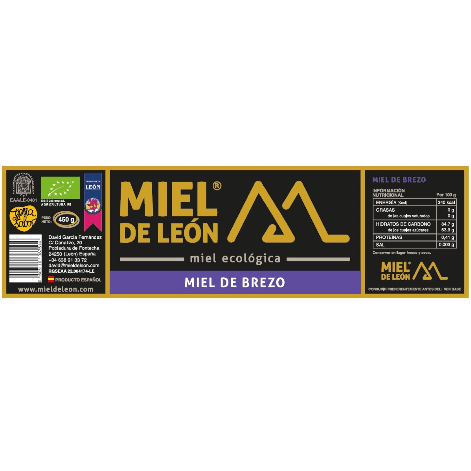 Miel de León - Miel de brezo, 4uds de 450g