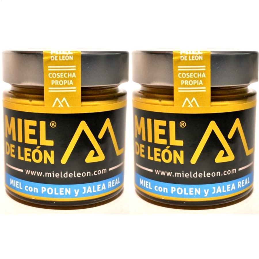 Miel de León - Miel con propóleos, miel con nueces y miel con polen y jalea real, 4uds