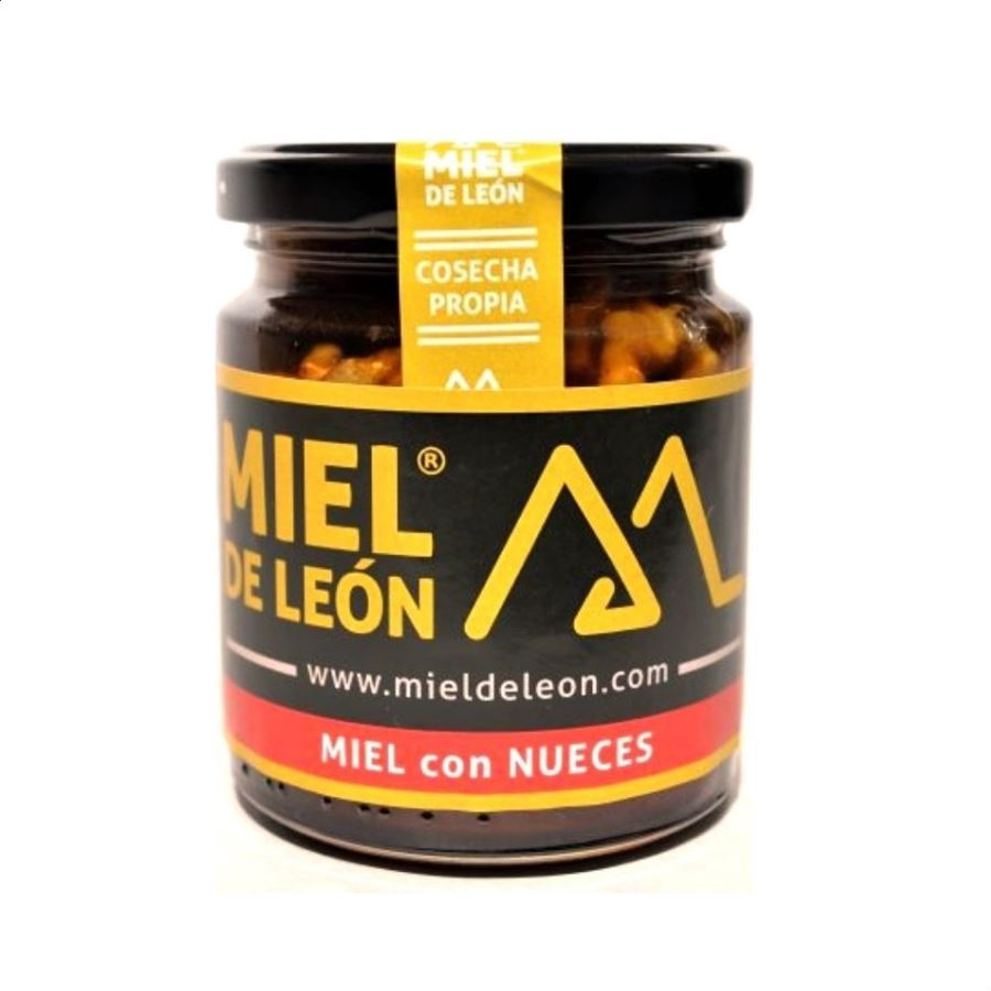 Miel de León - Miel con propóleos, miel con nueces y miel con polen y jalea real, 4uds
