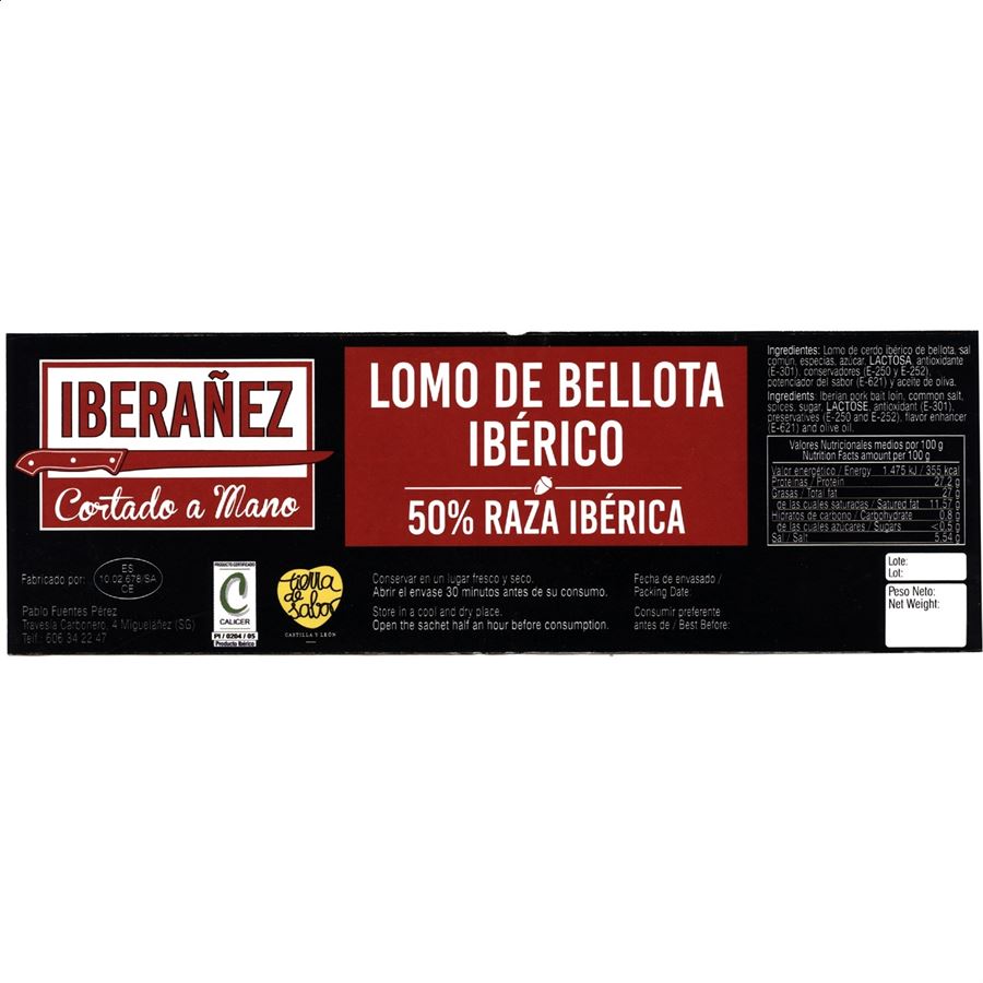 Iberañez - Medias caña de lomo de bellota 50% raza ibérica 3kg aprox, 4uds