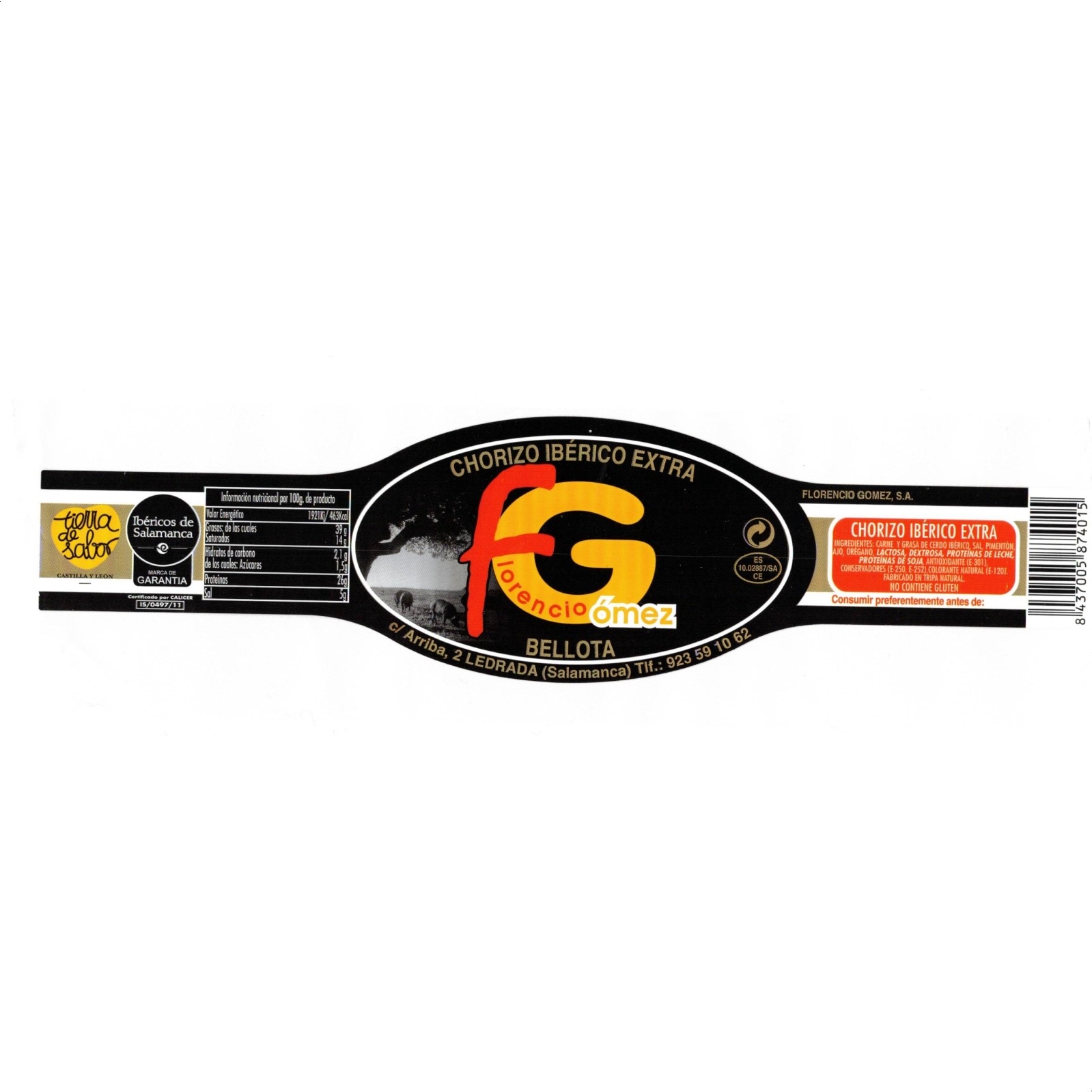 Florencio Gómez - Chorizo ibérico de bellota, 1,2Kg