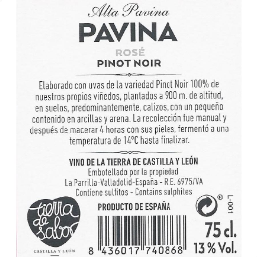 Alta Pavina Rosé - Vino rosado IGP Vino de la Tierra de Castilla y León, 75cl 12uds