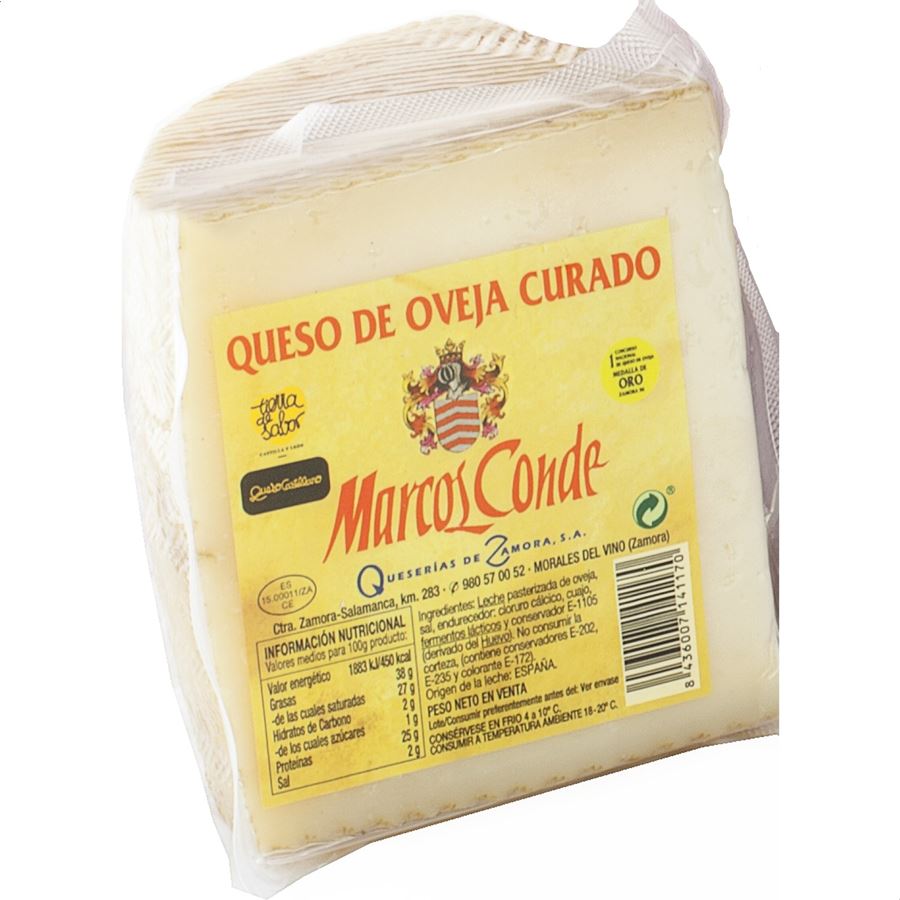 Marcos Conde - Estuche de queso de oveja variado - Queso Castellano cuñas de 250g, 4uds
