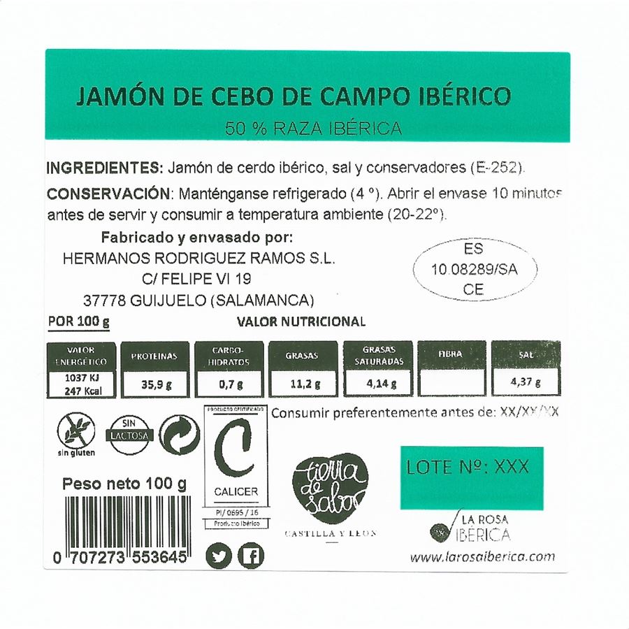 La rosa Ibérica - Loncheado de jamón de cebo de campo ibérico 50% raza ibérica 1Kg