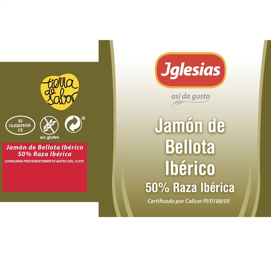 Iglesias - Jamón de bellota ibérico 50% raza ibérica de 8,5 a 9,5Kg