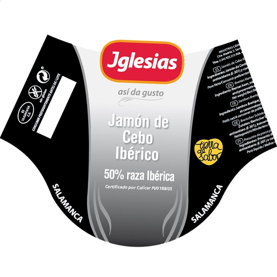 Iglesias - Jamón de cebo ibérico 50% raza ibérica con pata de 8,5 a 9,2Kg