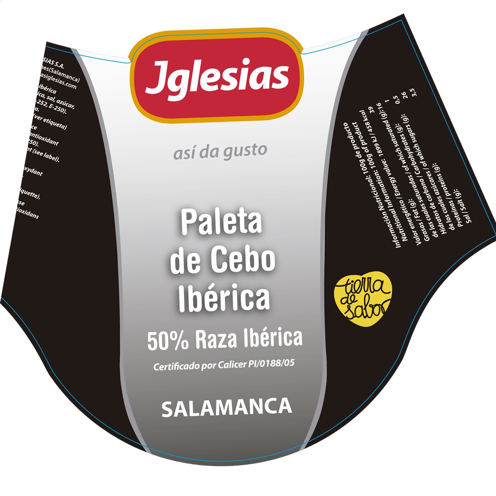 Iglesias - Paleta de cebo Ibérica 50% raza ibérica con pata de 5 a 5,5Kg