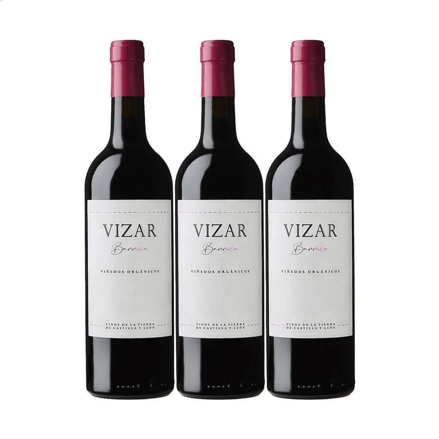 Bodegas Vizar - Vino tinto barrica ecológico IGP Vino de la Tierra de Castilla y León 75cl, 3uds