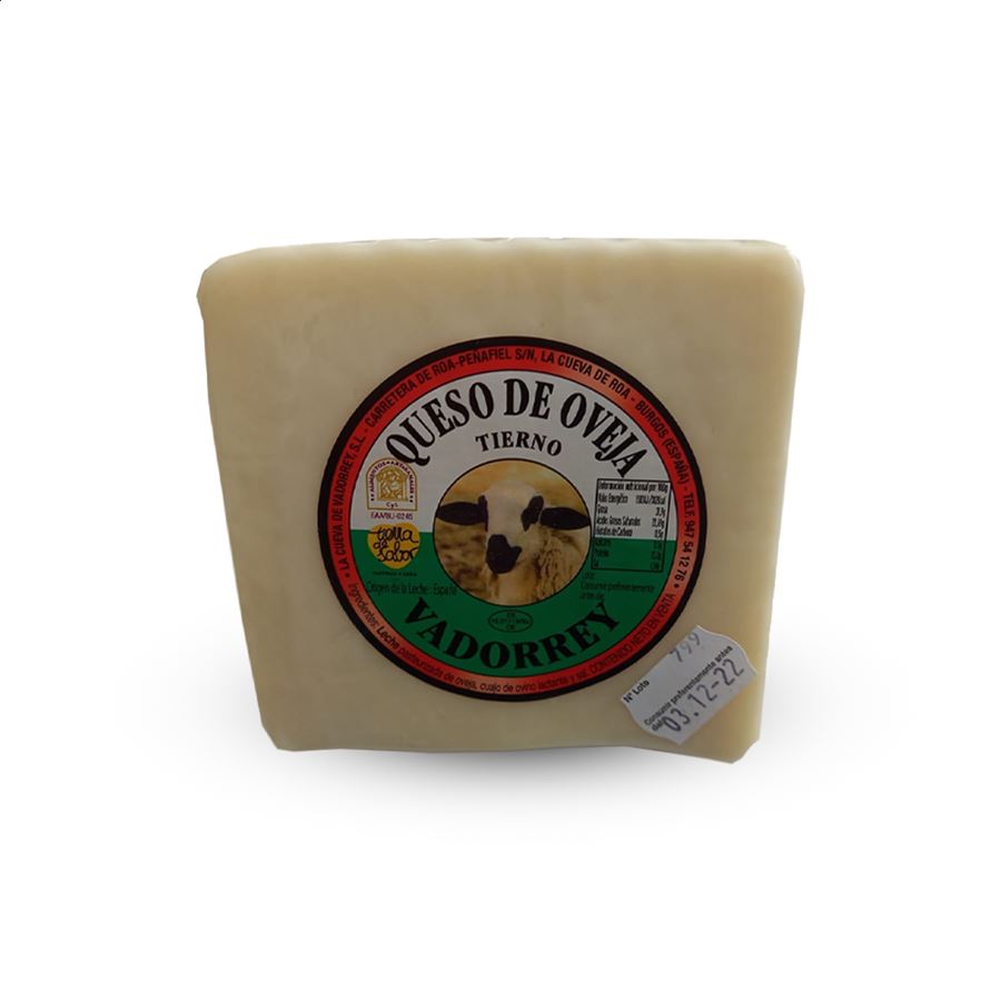 Vadorrey - Lote cuñas de queso oveja tierno y semicurado de leche pasteurizada 350g aprox, 4uds