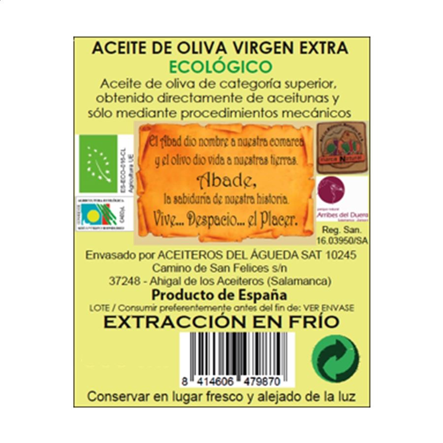 Abade - Estuche de Aceite de Oliva Virgen Extra Ecológico 250ml, 2uds