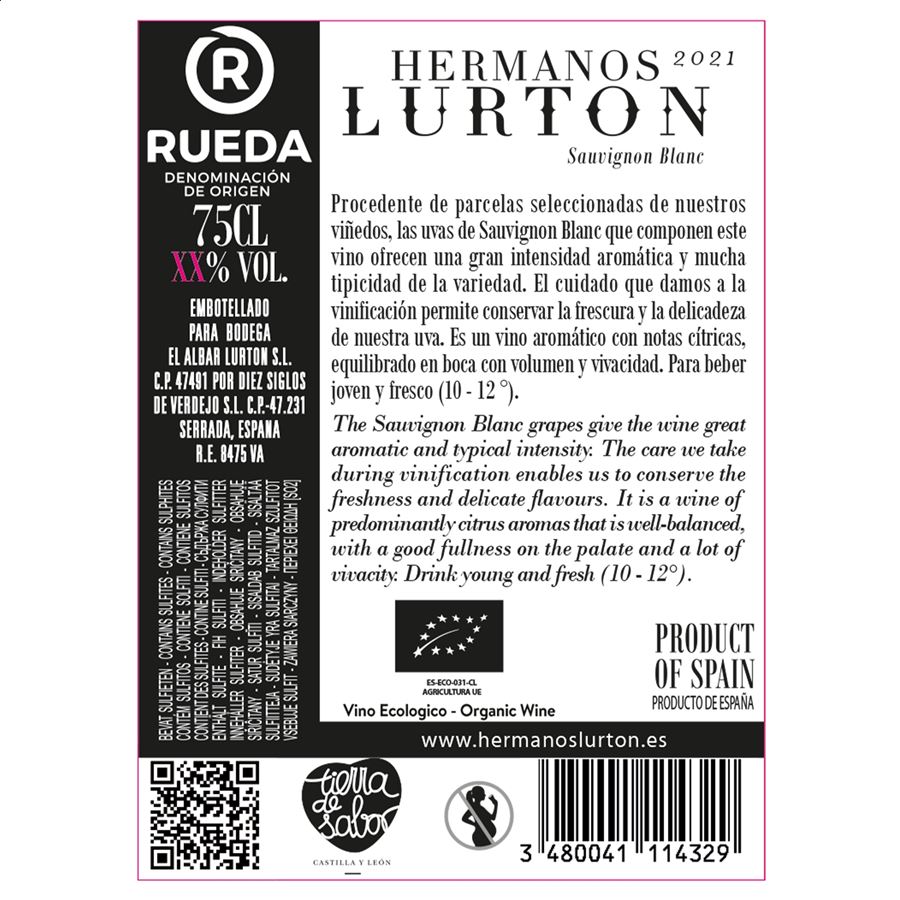 Bodega El Albar Lurton - Hermanos Lurton vino blanco Sauvignon Blanc ecológico D.O. Rueda 75cl, 6uds