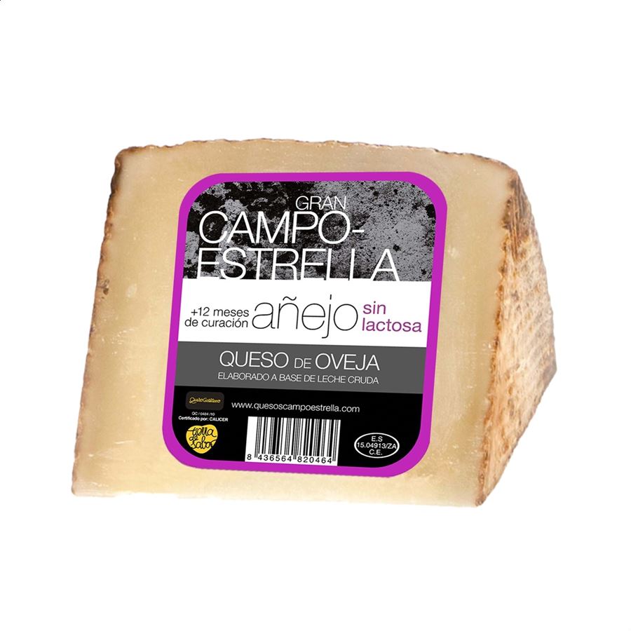 Campoestrella - Lote de cuñas de queso sin lactosa Queso Castellano 350g, 4uds