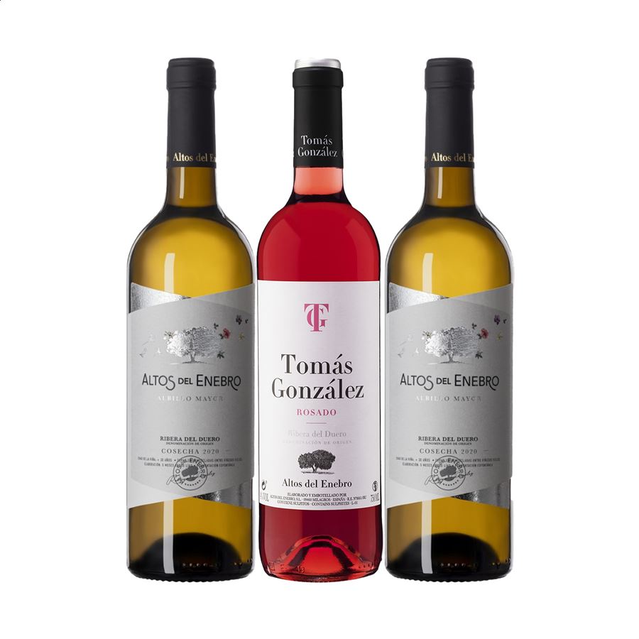 Altos del Enebro - Lote de vino rosado y blanco D.O. Ribera del Duero 75cl, 3uds