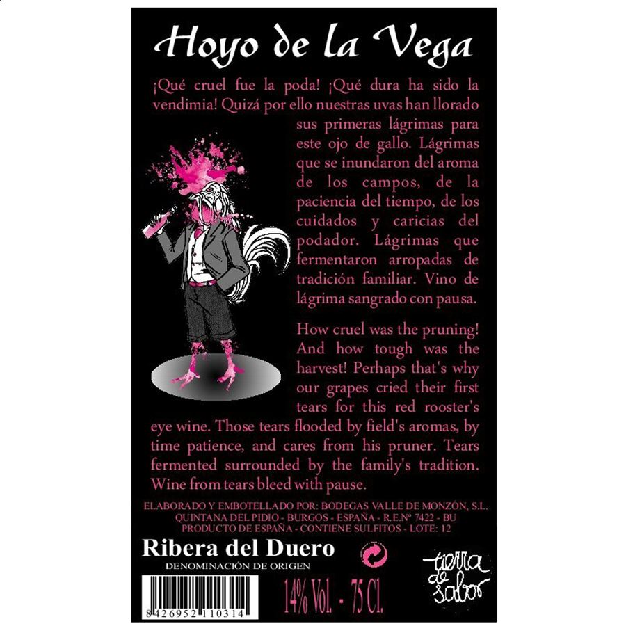 Bodegas Valle de Monzón - Vino rosado Hoyo de la Vega D.O. Ribera Del Duero 75cl, 6uds