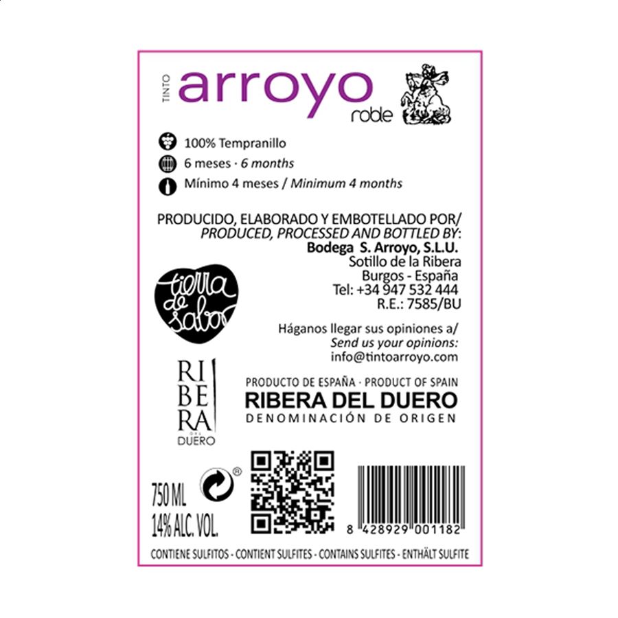 Bodegas S. Arroyo - Vino tinto roble D.O. Ribera de Duero 75cl, 12uds