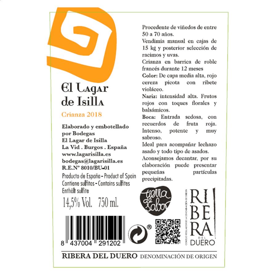 Bodegas El Lagar de Isilla - Vino tinto crianza D.O. Ribera de Duero 75cl, 6uds