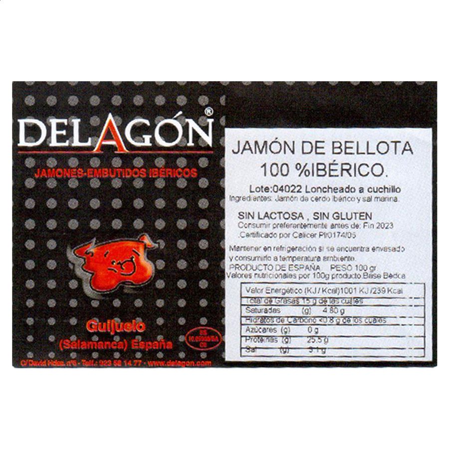 Delagón - Jamón de Bellota 100% Ibérico cortado a cuchillo 100g, 35uds