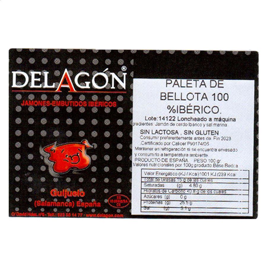 Delagón - Paleta de Bellota 100% Ibérico cortado a máquina 100g, 20uds