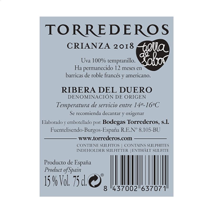 Bodegas Torrederos - Vino tinto crianza D.O. Ribera del Duero 75cl, 6uds