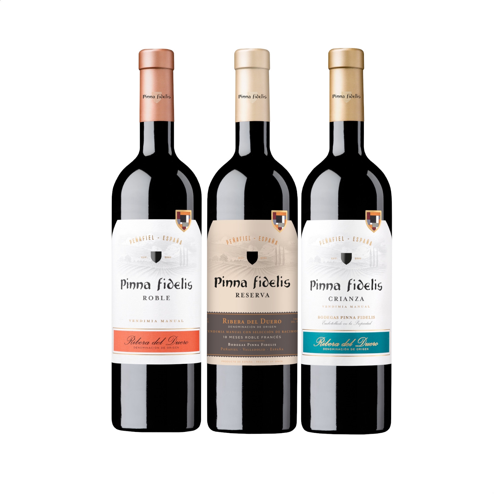 Pinna Fidelis - Trío de vino tinto Roble, Crianza y Reserva D.O. Ribera del Duero 75cl, 3uds