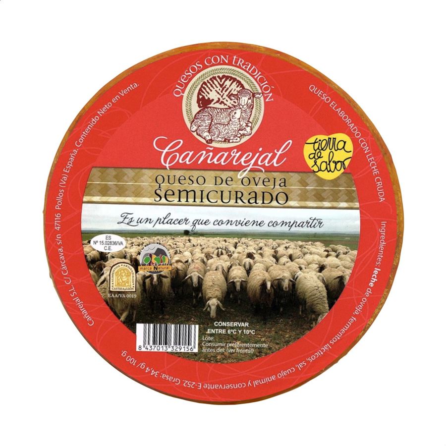 Cañarejal - Queso de oveja semicurado grande de leche cruda, 3Kg aprox