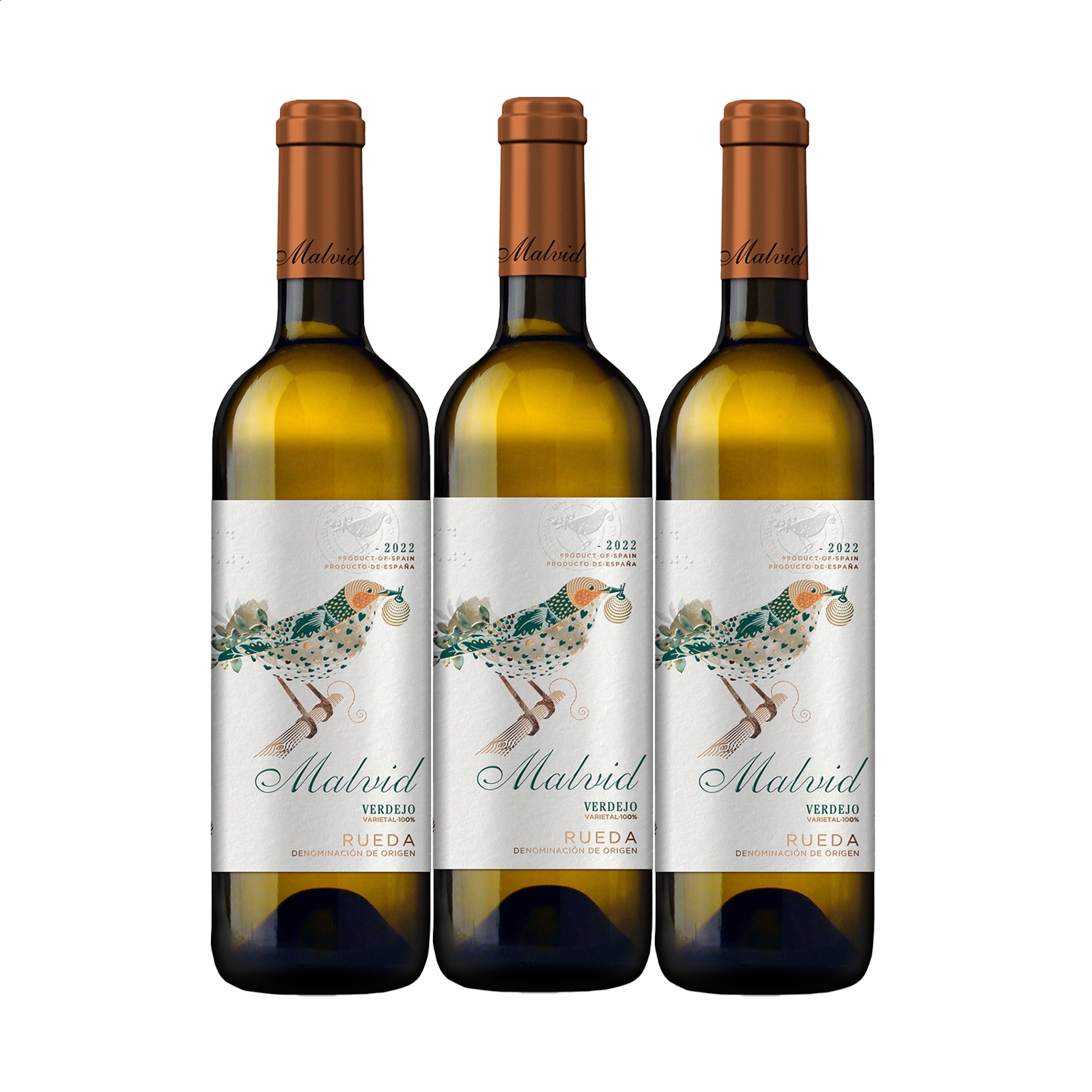 Malvid - Vino blanco Verdejo 2022 D.O. Rueda 75cl, 3uds