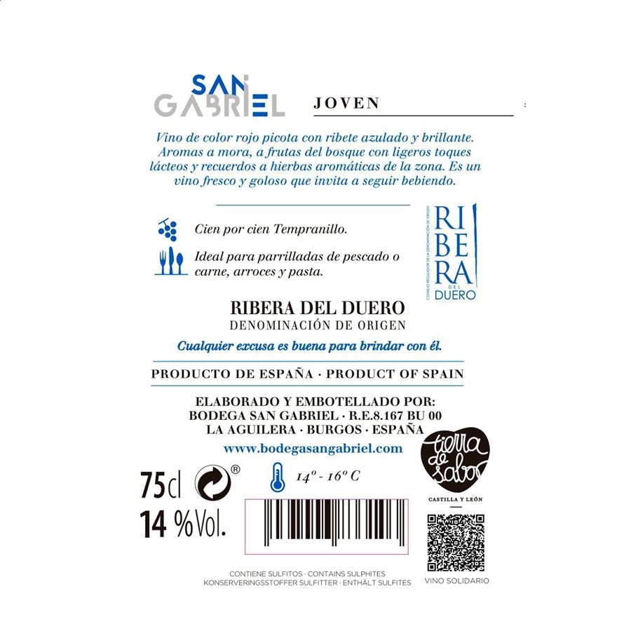 Bodegas San Gabriel - Vino tinto joven D.O. Ribera del Duero 75cl, 6uds