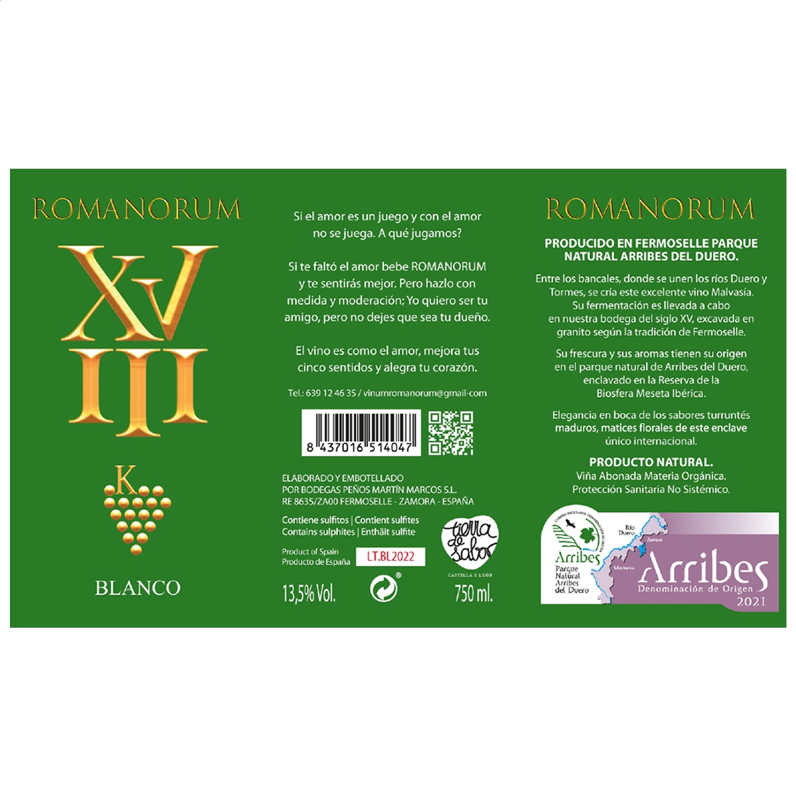 Romanorum - Vino blanco D.O. Arribes 75cl, 12uds