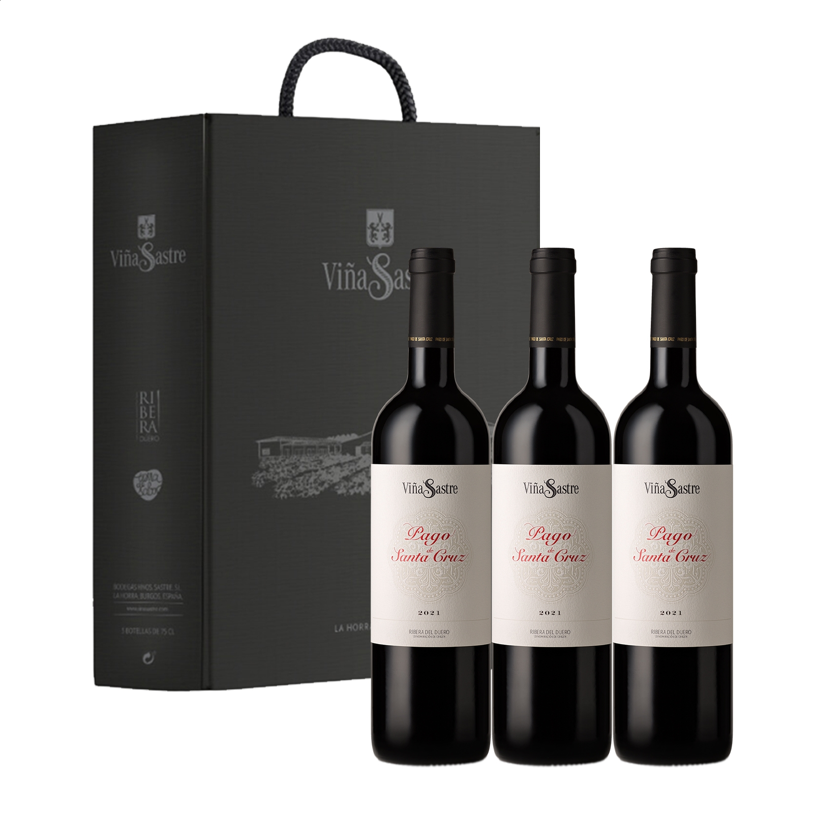 Estuche Pata Negra con 3 botellas de vino con denominación de origen de 75  cl - Regalos Gourmet Online