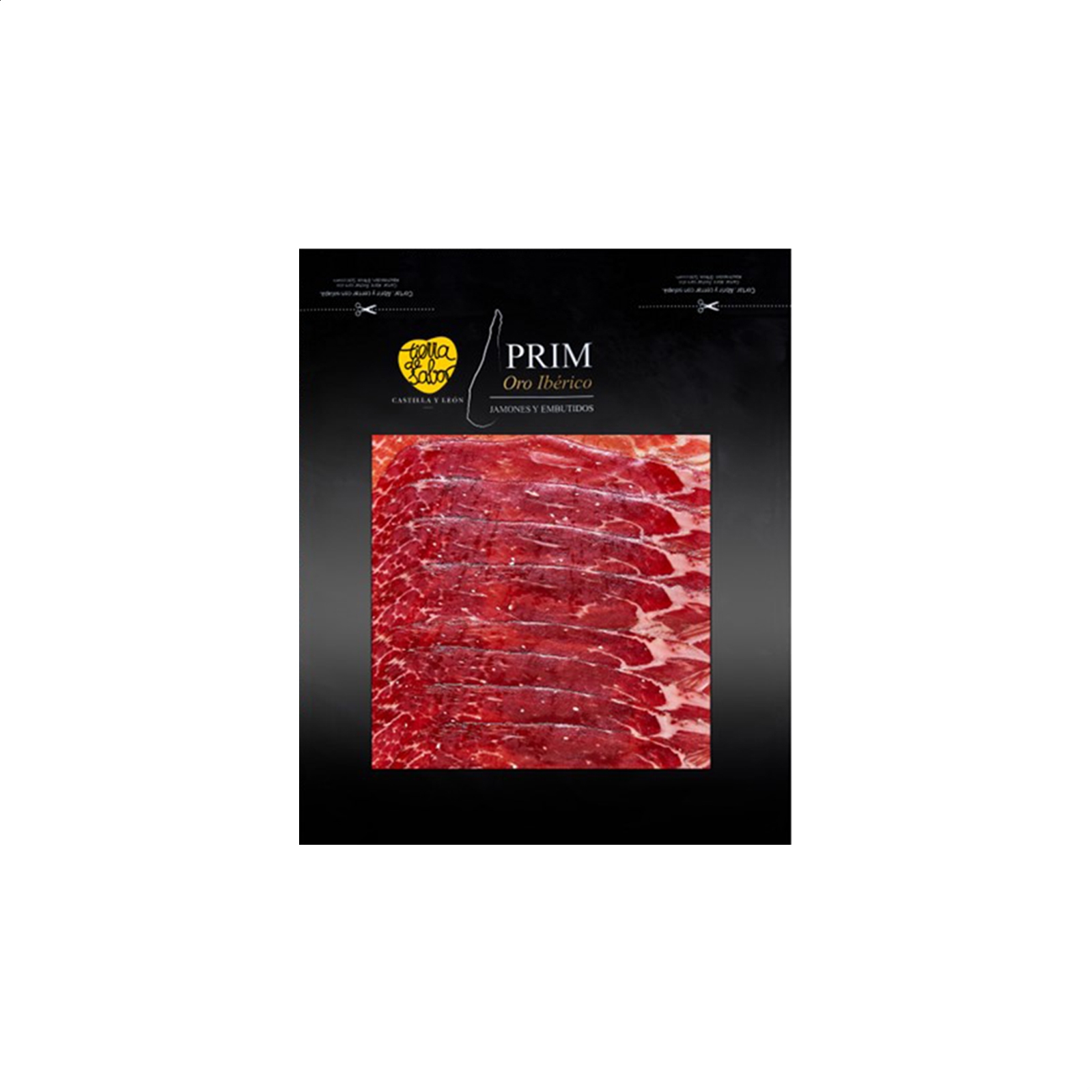 Prim Oro Ibérico - Jamón de Cebo Ibérico 50% Raza Ibérica loncheado 150g aprox, 5uds