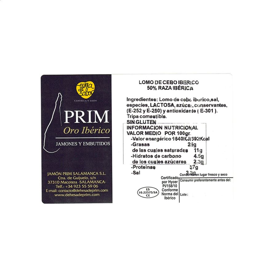 Prim Oro Ibérico - Lomo de Cebo Ibérico 50% Raza Ibérica 1,2 a 1,5Kg aprox, 1ud